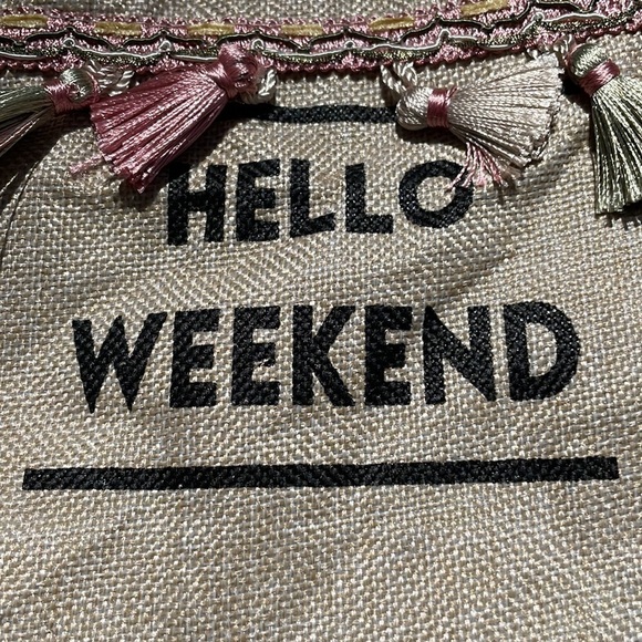 Hello Weekend Tassel Canvas Mini Tote Bag - Picture 12 of 12
